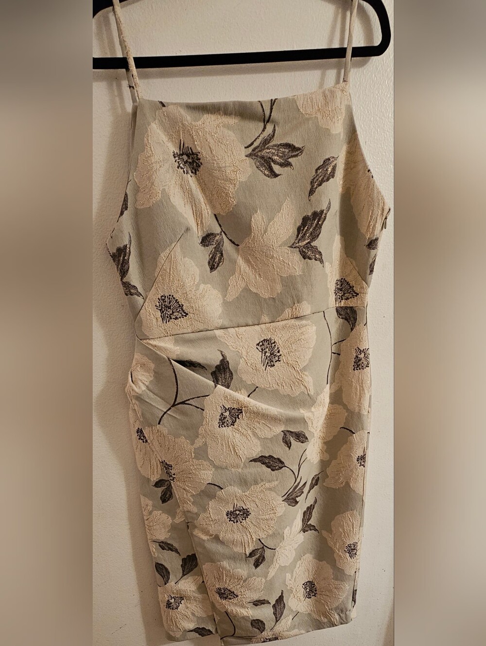 Donna Karan Sage Dress w/Cream Floral Print